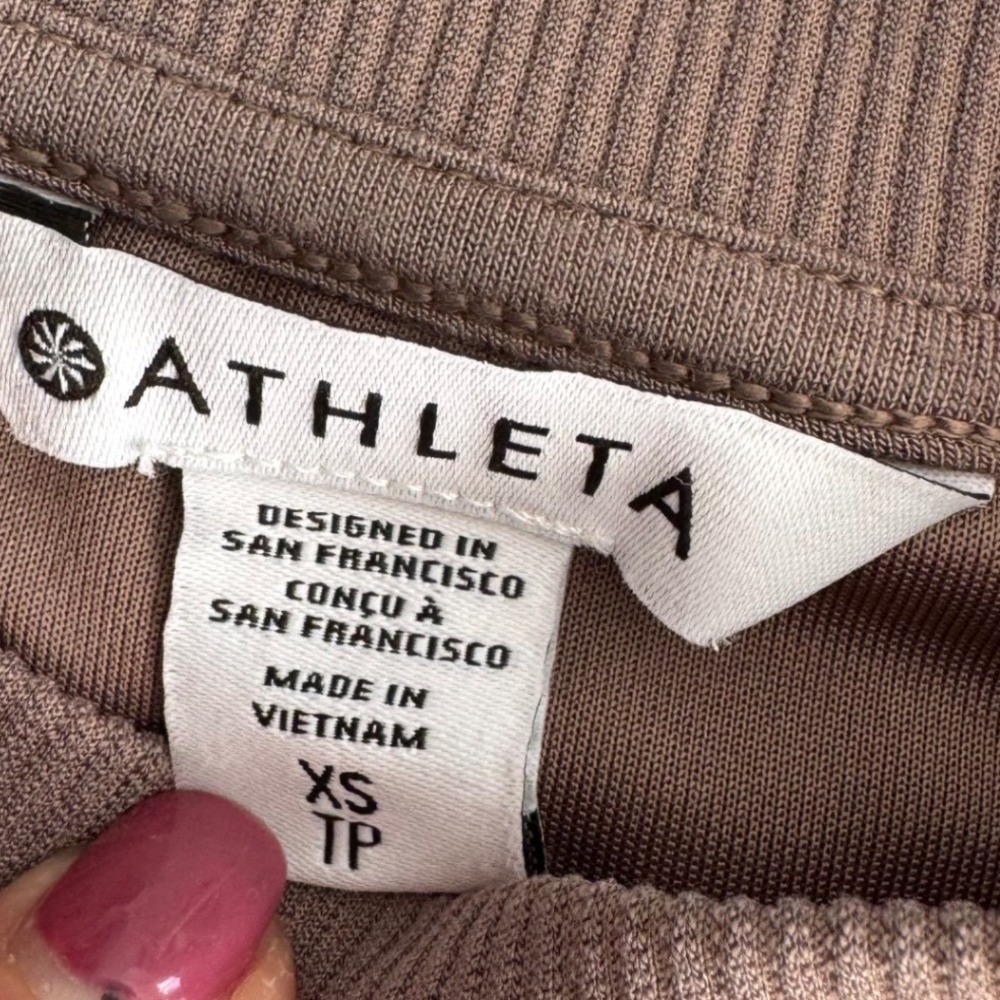 Athleta Seasoft Rib Crewneck Sweatshirt XS Taupe Modal Blend Lounge Athleisure - Picture 5 of 8